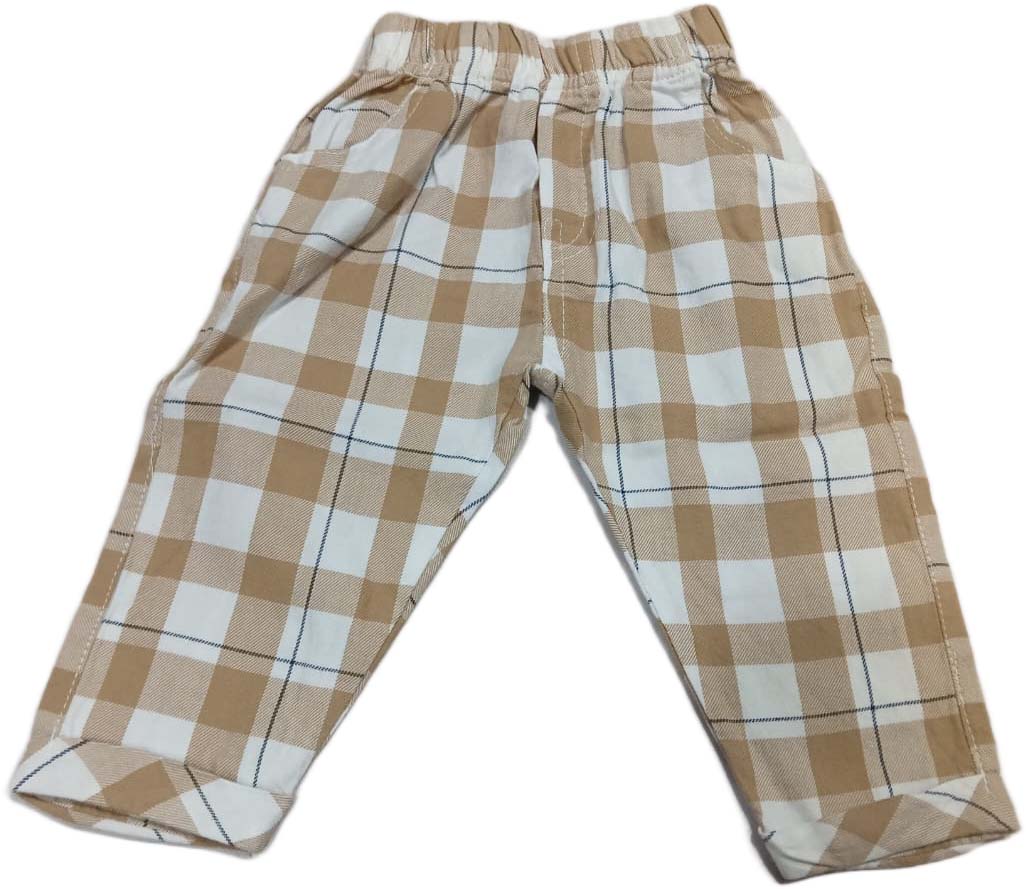 Cotton Full Sleeves T-Shirt & Pant Set With Checks Waistcoat & Bow - Khakee