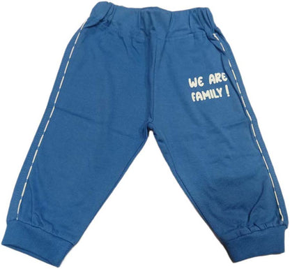 Kids Cotton Full Sleeves Striped T-Shirt with Pant - Blue