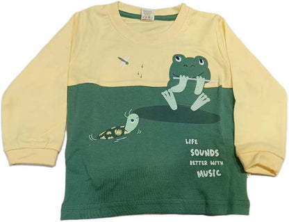 Boys Printed Cotton T Shirt with Joggers - Green