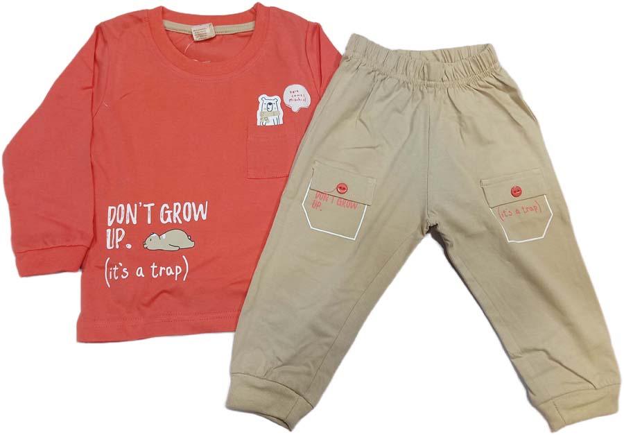 Boys Printed Cotton Clothing Set - Red