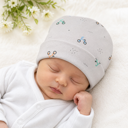 Newborn Baby Cotton Cap Set Pack of 2 Printed Soft Caps Multicolor