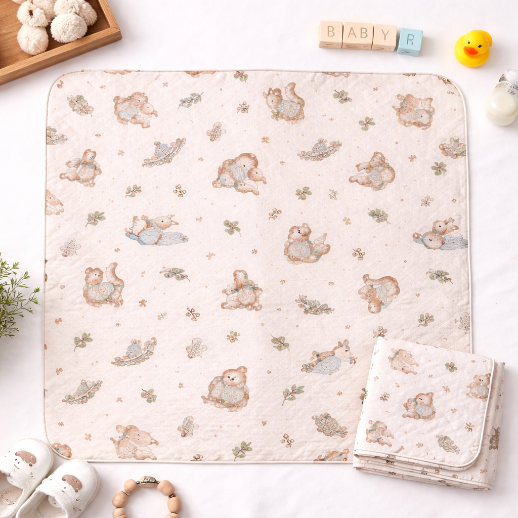 Baby Swaddle Soft Cotton Cute Bear Print Beige Lightweight Newborn Swaddle Wrap ƒ?? Cutypi