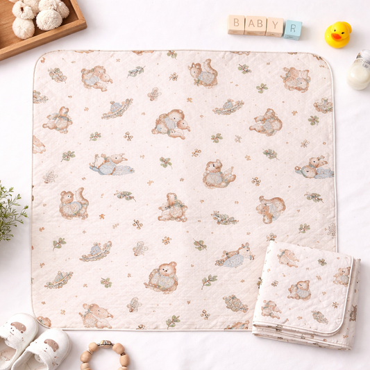 Baby Swaddle Soft Cotton Cute Bear Print Beige Lightweight Newborn Swaddle Wrap ƒ?? Cutypi