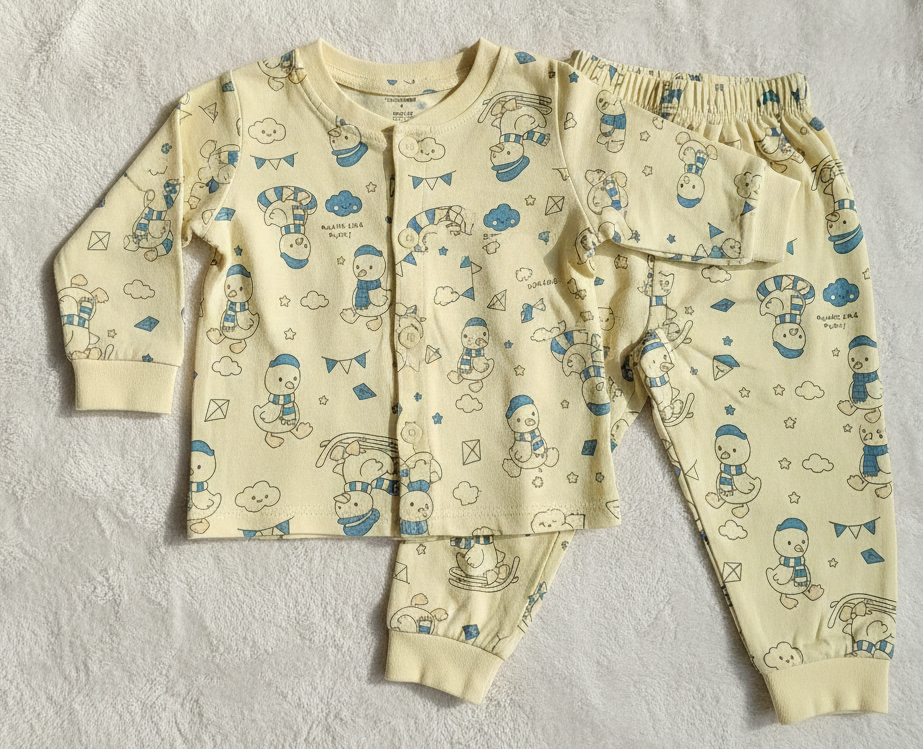 Cucumber Baby Cartoon Printed Cotton T-Shirt with Pant Set - Cutypi