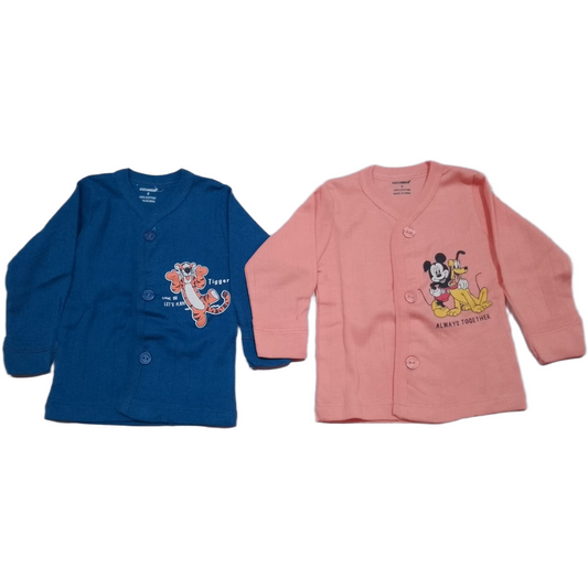 Cucumber Infant Front Open Cotton Top in Graphics Print - Set of 2 - Cutypi