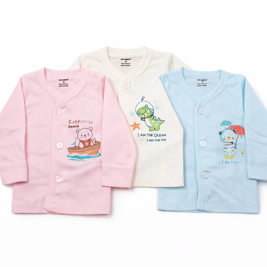 Simply Colourful Cartoon Print Long Sleeve Baby Top - set of 3 - Cutypi