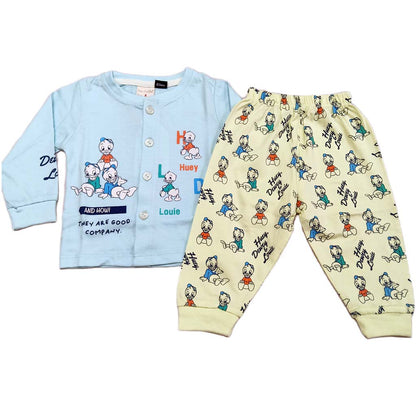 Cucumber Cartoon Print Top & Cream Printed Pants Kids Co-Ord Set  - Cutypi