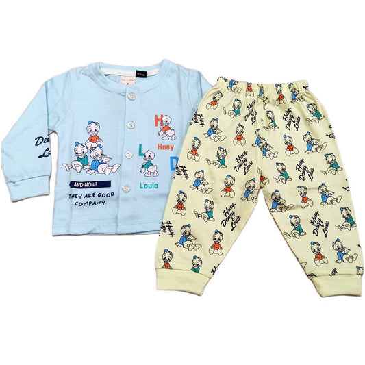 Cucumber Cartoon Print Top & Cream Printed Pants Kids Co-Ord Set  - Cutypi