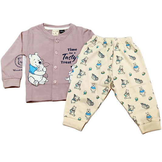 Cucumber Cartoon Print Top & Cream Printed Pants Kids Set  - Cutypi