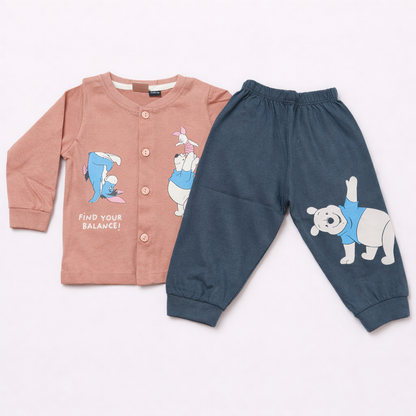Cucumber Peach Winnie Character Kids Co-Ord Set – Full Sleeve Cotton Top & Pants  - Cutypi