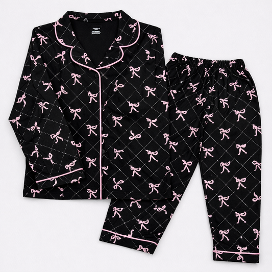 Girl's Night Suit Printed Set – Button Down Top & Pajama
