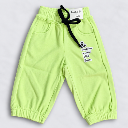 OlioKids Green Jogger Pants | Printed Kids Track Pants with Pockets