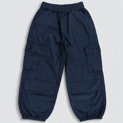 OlioKids Boys Navy Blue Cargo Jogger Pants | Kids Casual Track Pants