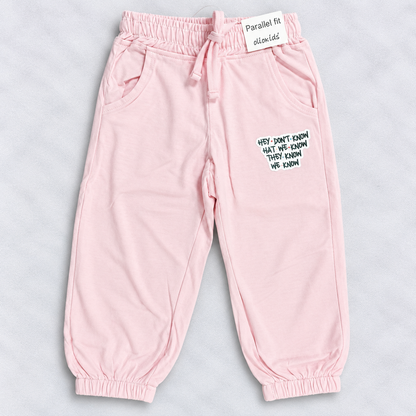 OlioKids Girls Light Pink Jogger Pants | Kids Casual Track Pants with Pockets