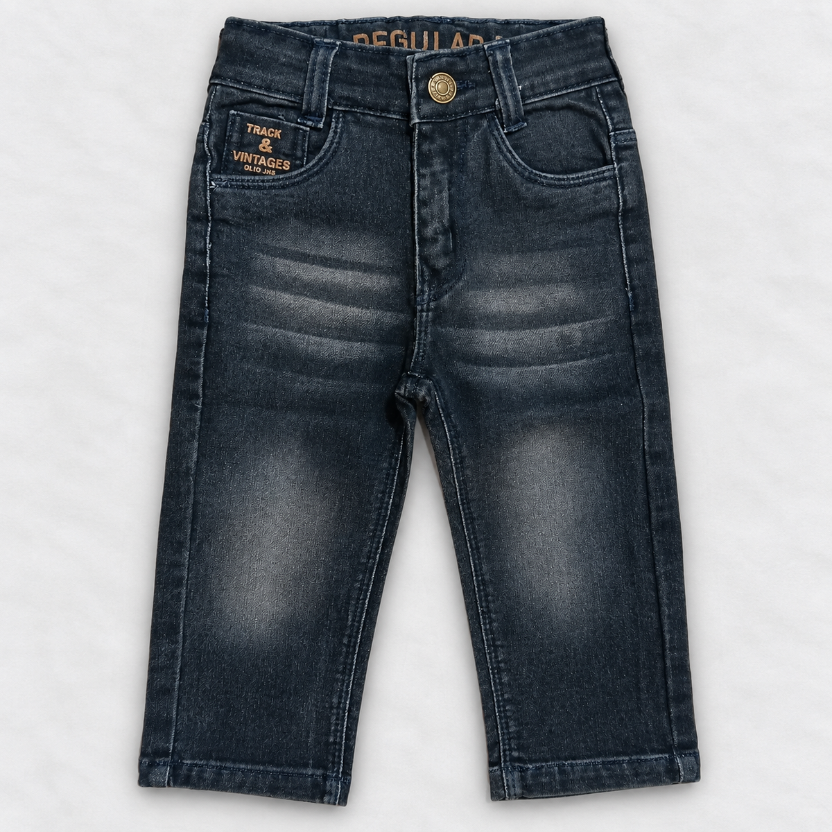 OlioKids Boys Black Denim Jeans | Regular Fit Kids Jeans
