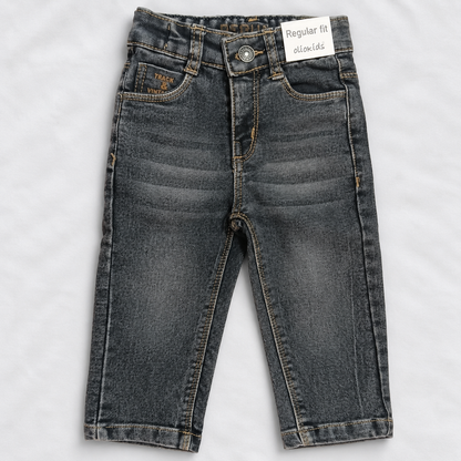 OlioKids Boys Black Denim Jeans | Regular Fit Kids Jeans