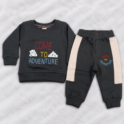 Brats and Dolls Boys Black Winter Sweatshirt & Jogger Set | Kids Co-Ord Set