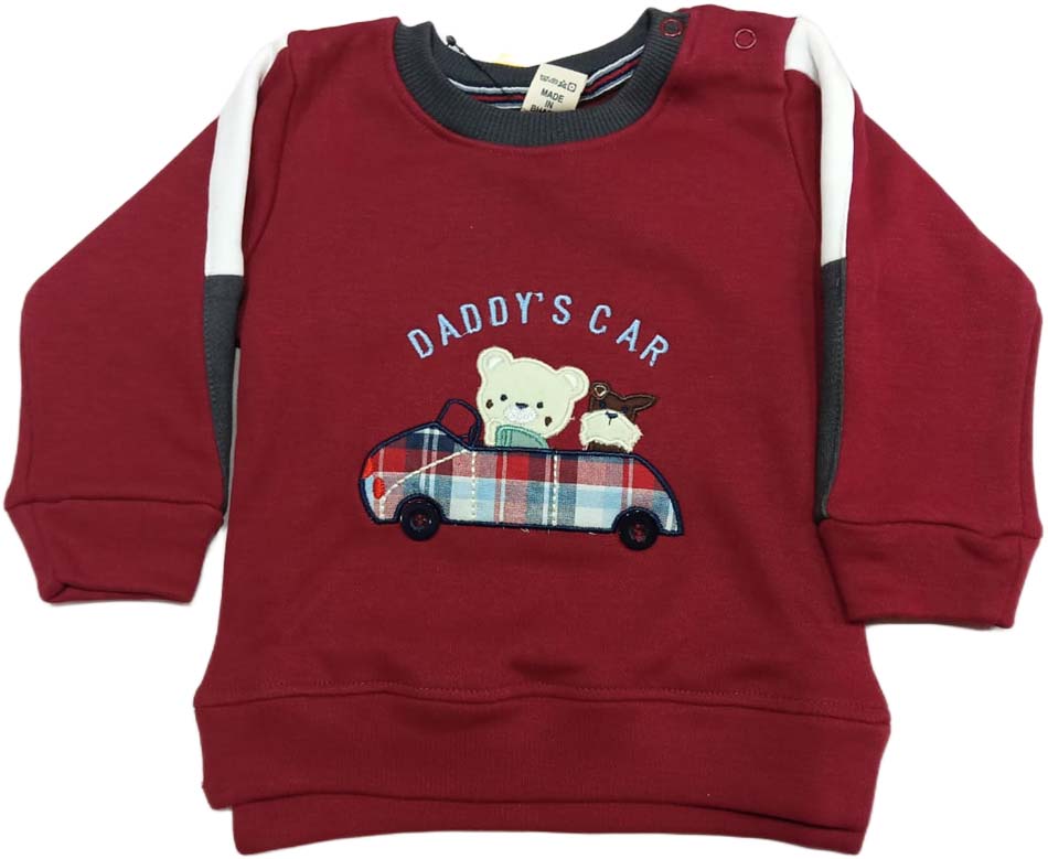 Full Sleeves T-Shirt & Pant Set With Car Patch & Embroidery