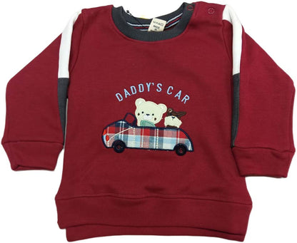 Full Sleeves T-Shirt & Pant Set With Car Patch & Embroidery