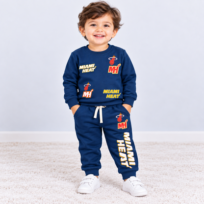 Cucumber Boys Navy Blue Sweatshirt & Jogger Set | Winter Co-Ord Set for Kids | Cutypi