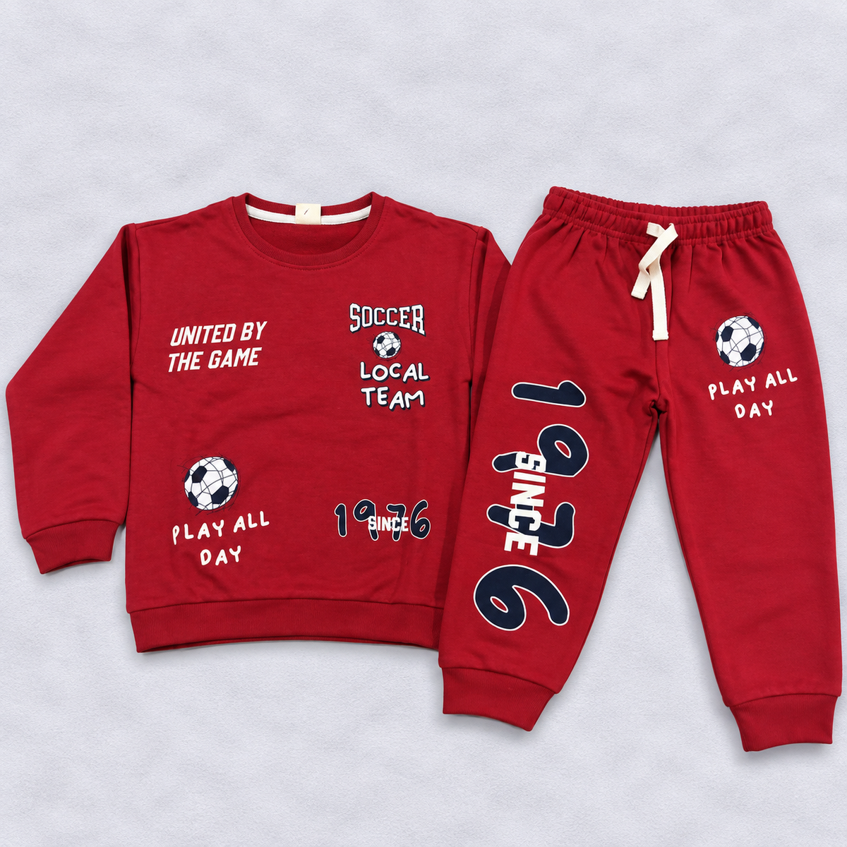 Cucumber Boys Maroon Soccer Sweatshirt & Jogger Set | Winter Co-Ord Set | Cutypi