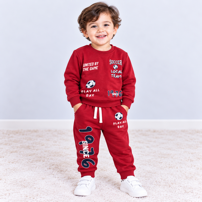 Cucumber Boys Navy Blue Sweatshirt & Jogger Set | Winter Co-Ord Set for Kids | Cutypi
