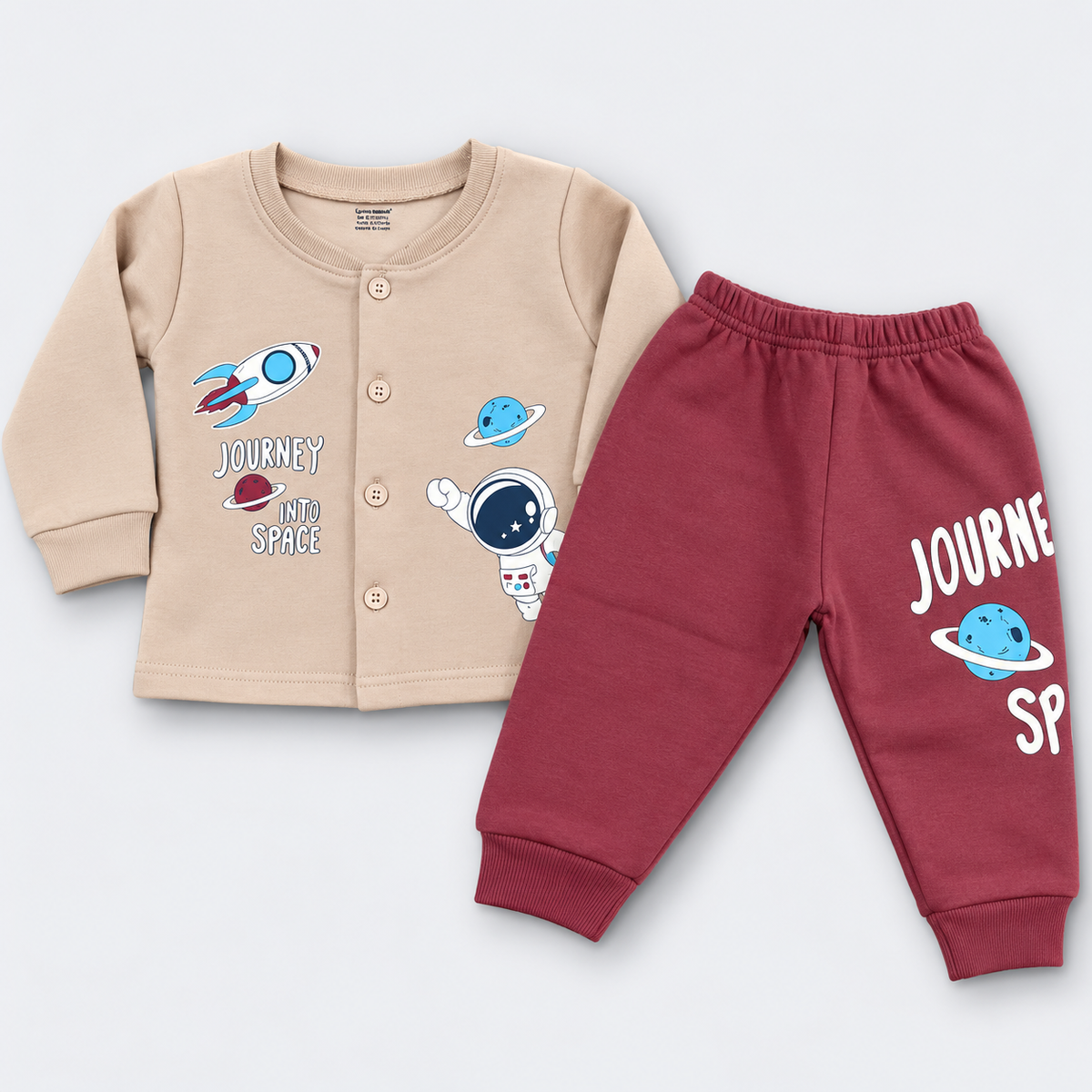 Cucumber Baby Boys Space Print Top & Jogger Set | Cotton Winter Wear