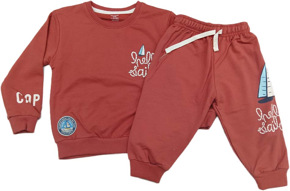 Cucumber Sinker Knit Full Sleeves T-Shirt & Lounge Pant Set - Coral