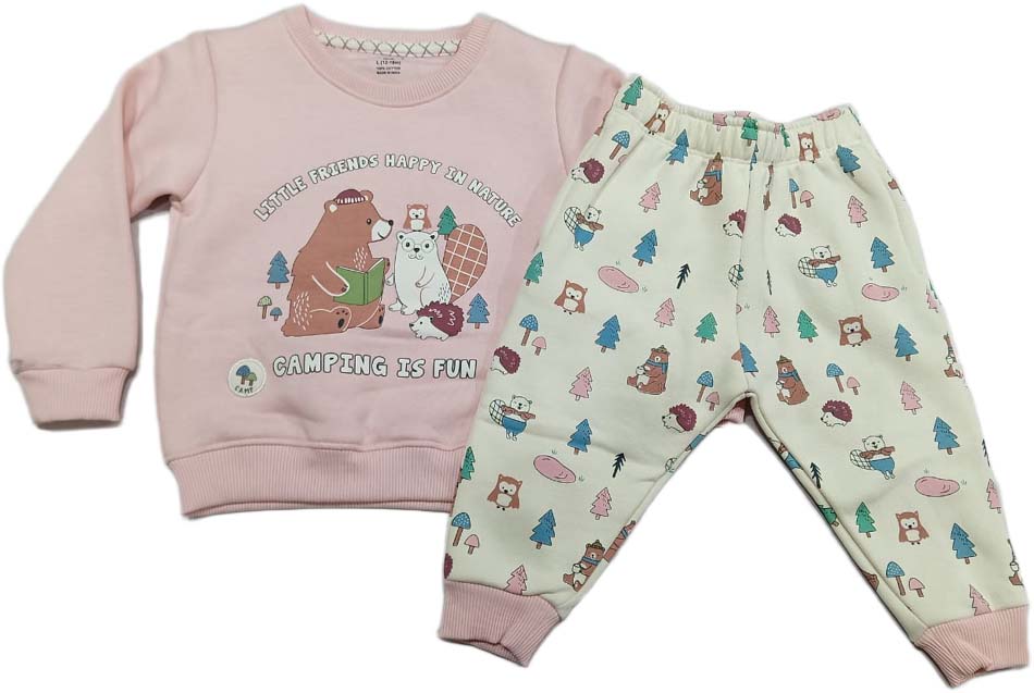 Buy CUCUMBER Fleece Knit Full Length Winter Wear Suit - Pink