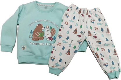 Buy CUCUMBER Fleece Knit Full Length Winter Wear Suit - Mint