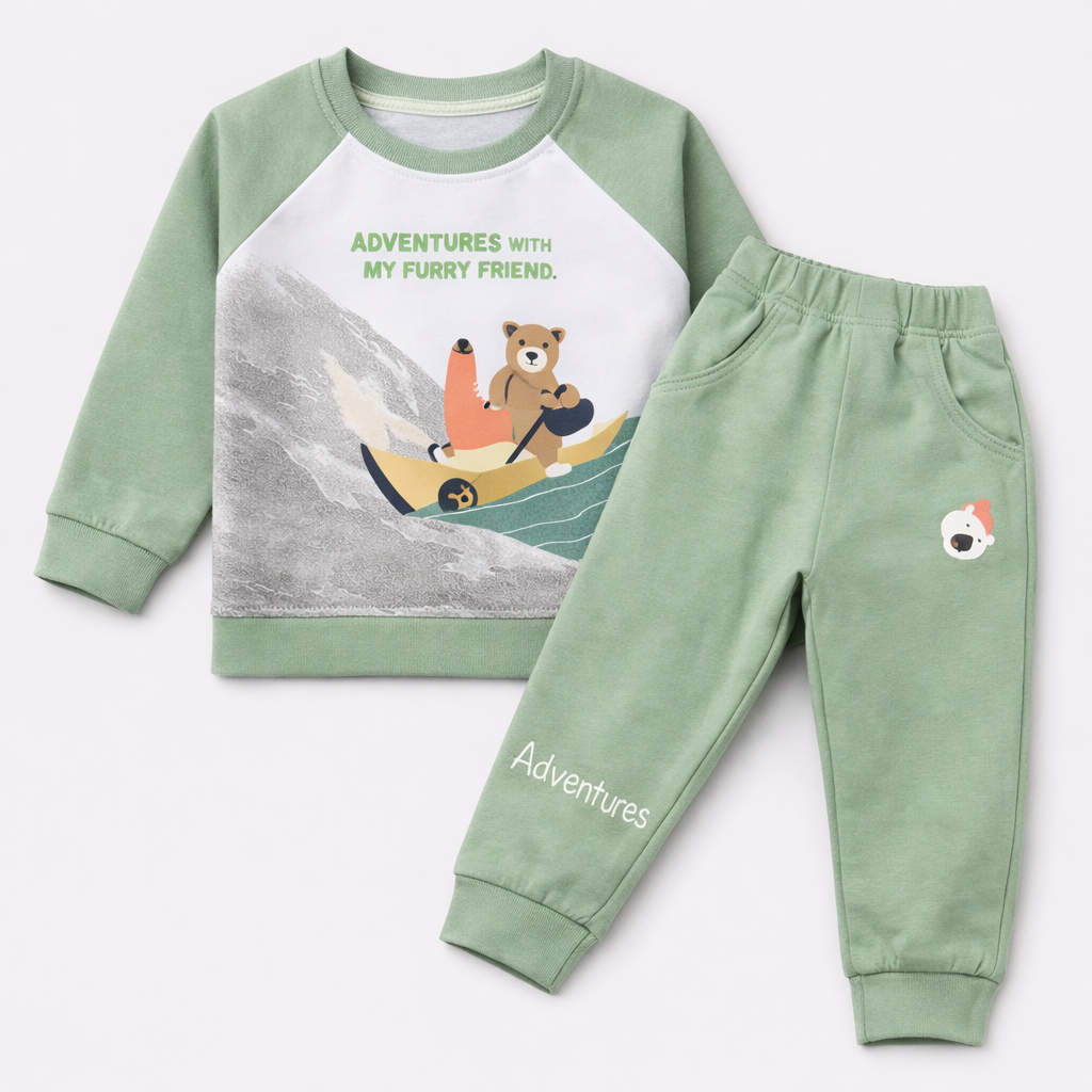 Cutypi Adventures Print Kids Co-Ord Set – Full Sleeve Cotton Sweatshirt & Jogger Pants  - Cutypi
