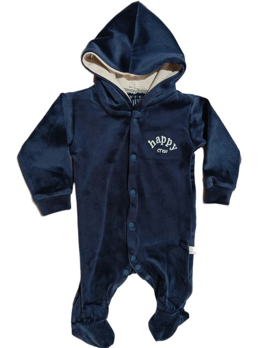 Jumpsuit Infant's Warm Fleece Romper Long Sleeve 1-Piece Hoodies for Baby - Navy Blue