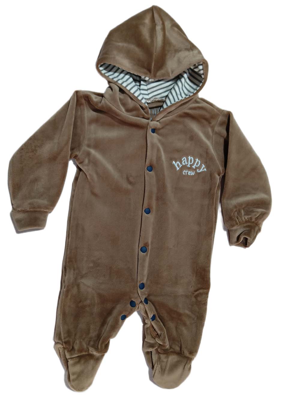 Jumpsuit Infant's Warm Fleece Romper Long Sleeve 1-Piece Hoodies for Baby - Brown