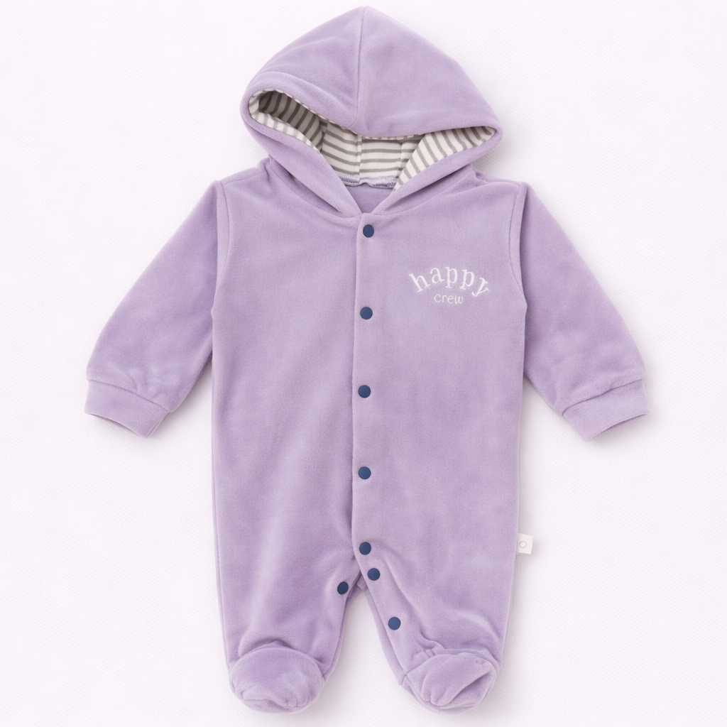 Cozy Care Jumpsuit Infant's Warm Fleece Romper Long Sleeve 1-Piece Hoodies for Baby - Purple - Cutypi