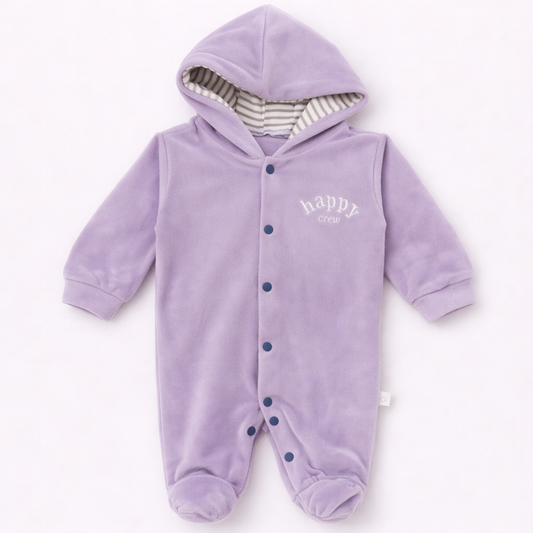 Cozy Care Jumpsuit Infant's Warm Fleece Romper Long Sleeve 1-Piece Hoodies for Baby - Purple - Cutypi