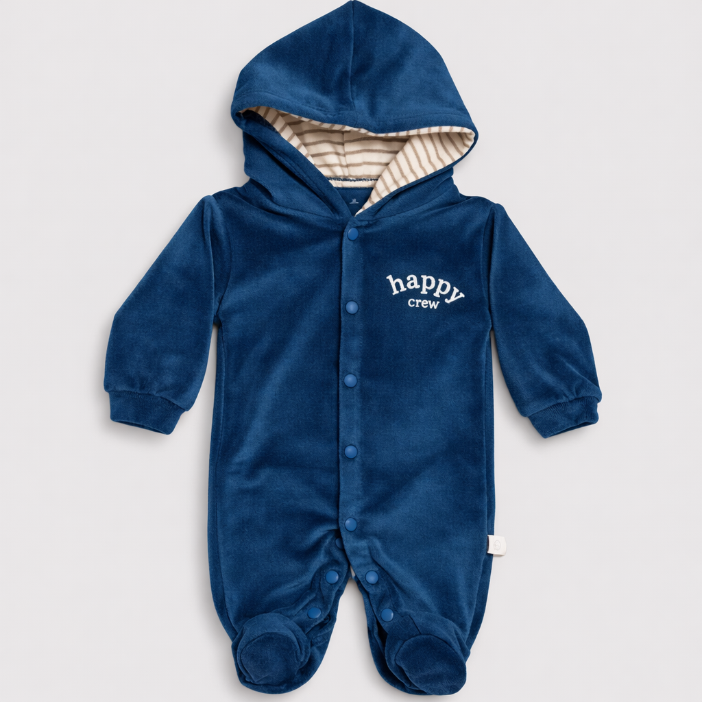Cozy Care Jumpsuit Infant's Warm Fleece Romper Long Sleeve 1-Piece Hoodies for Baby - Blue - Cutypi
