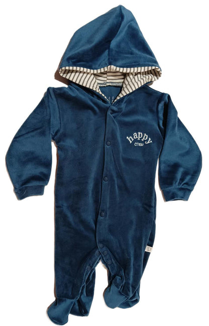 Jumpsuit Infant's Warm Fleece Romper Long Sleeve 1-Piece Hoodies for Baby - Blue