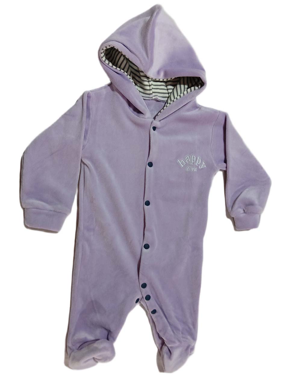Jumpsuit Infant's Warm Fleece Romper Long Sleeve 1-Piece Hoodies for Baby - Purple