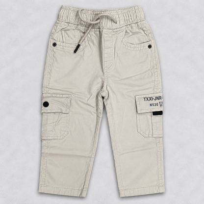 Boys Off-White Cargo Pants | Kids Casual Trousers with Pockets
