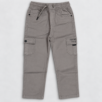 Boys Grey Cargo Pants | Kids Casual Trousers with Utility Pockets