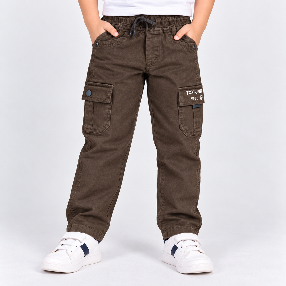 Boys Brown Cargo Pants | Kids Casual Trousers with Utility Pockets