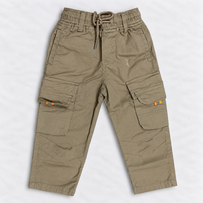 Boys Khaki Cargo Pants | Kids Casual Trousers with Utility Pockets