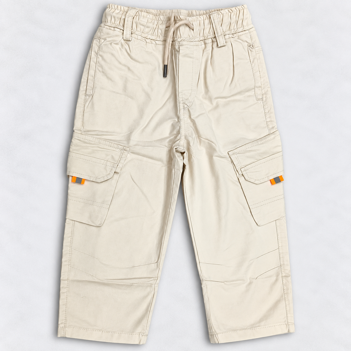 Boys Cream Cargo Pants | Kids Casual Trousers with Utility Pockets