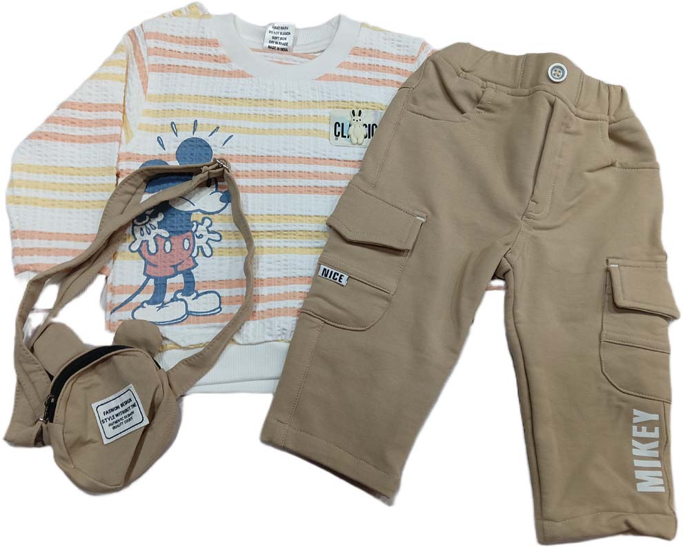 Boys Full Sleeves Round Neck Printed T-Shirt with Pant