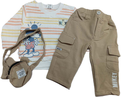 Boys Full Sleeves Round Neck Printed T-Shirt with Pant