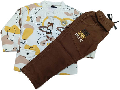 Boys Print Suit Set - Jacket,Pant & T shirt