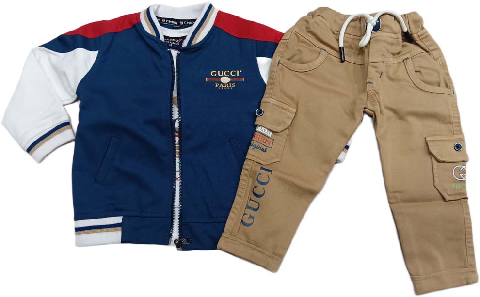 Boys Print Suit Set - Jacket,Pant & T shirt - Blue