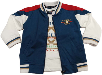 Boys Print Suit Set - Jacket,Pant & T shirt - Blue