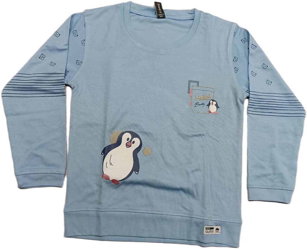 Buy Juniors Penguin Print Full SleevesT-Shirt with Denim Pant