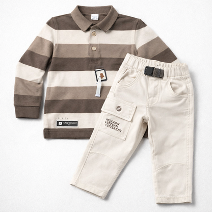 My Hero Urban Explorer Striped Polo & Cargo Pants Set for Kids  - Cutypi